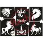 Einhorn Glittertattoo Schablonen A5