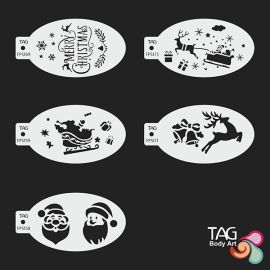  Christmas Face Painting Stencil Set – 5 Festive Designs