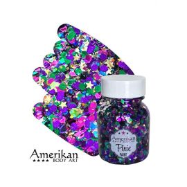 Amerikan Body Art Glitter Mardi Gras 28gr, chunky glitter mix for face, body and hair