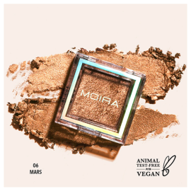 Moira Lucent Cream Shadow Mars 06 metallic bronze cream eyeshadow with vegan formula and shimmering finish for long-lasting eye makeup.