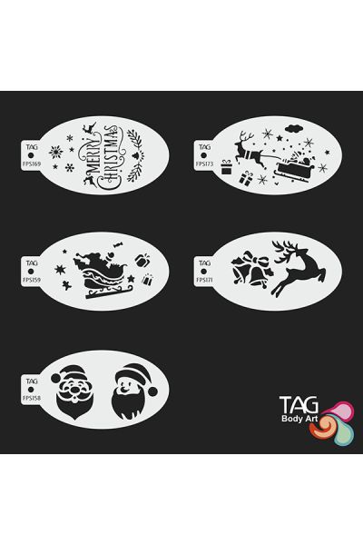 Christmas Face Painting Schablonen Set - 5 festliche Designs