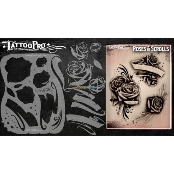 Wiser Airbrush Tattoo Rosen & Schriftrollen