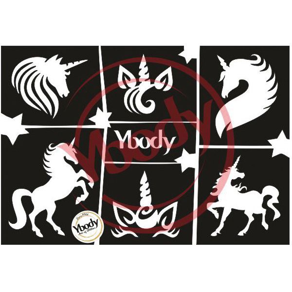Einhorn Glittertattoo Schablonen A5
