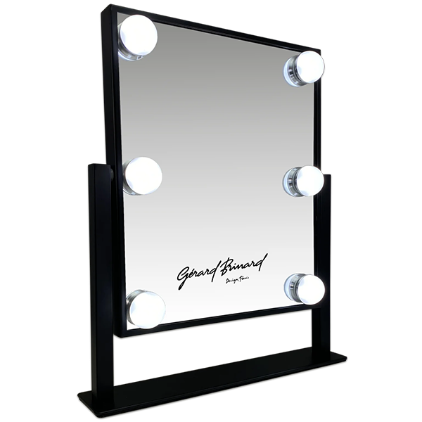 Schwarzer Hollywood-Schminkspiegel aus Metall mit 6 LEDs