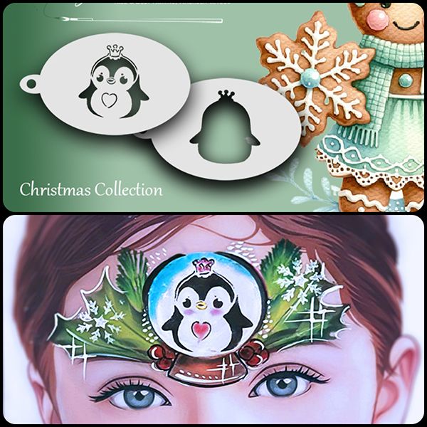 Schmink Schablone Weihnachten Pinguin