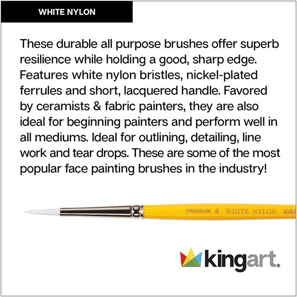 Kingart Weiß Nylon Pinsel Satz von 8