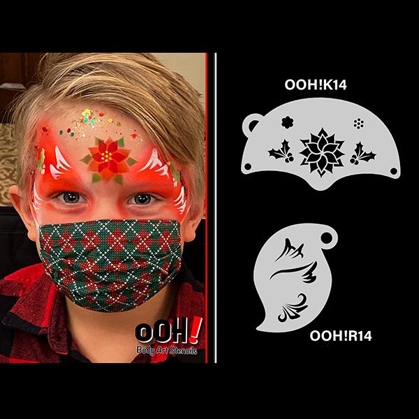 oOh Body Poinsettia Maske Gesichtsbemalung Schablone K14