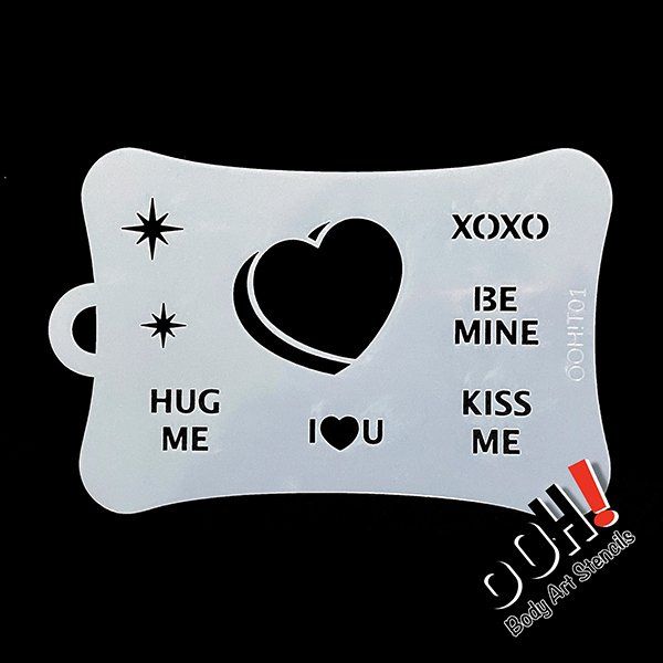 oOh Body Art Valentine Candy Heart Schablone T01